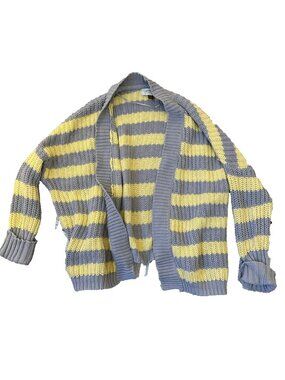 Sonoma Life + Style Women's Top Sweater Cardigan Open Front Medium Yellow Stripe